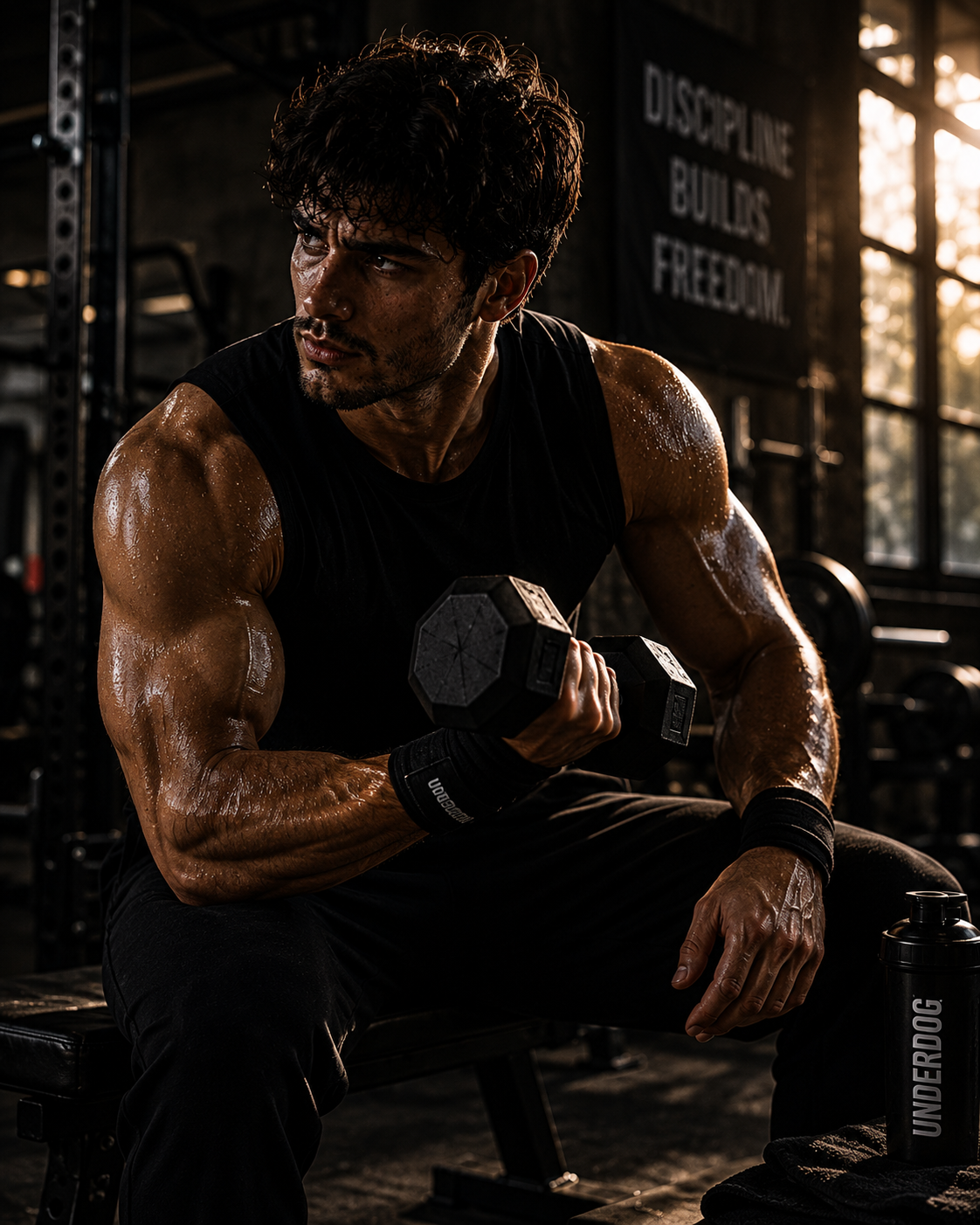 Noah in the gym, focused and ready